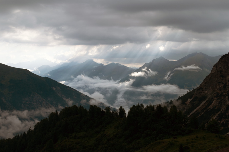 view, tranquility, cloud - sky, high, mountain peak, coniferous tree, pine, snowcapped mountain, sky, photo, tree, clouds, silent, environment, scenics - nature