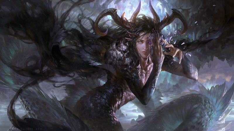 artwork, horns, Capricorn, fantasy art, 1080P