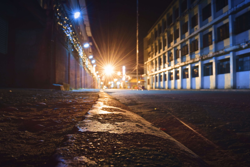 no people, philippines, nature, city, illuminated, city night, surface level, building, street, outdoors, road night, footpath, 5K, cobblestone, surigao city