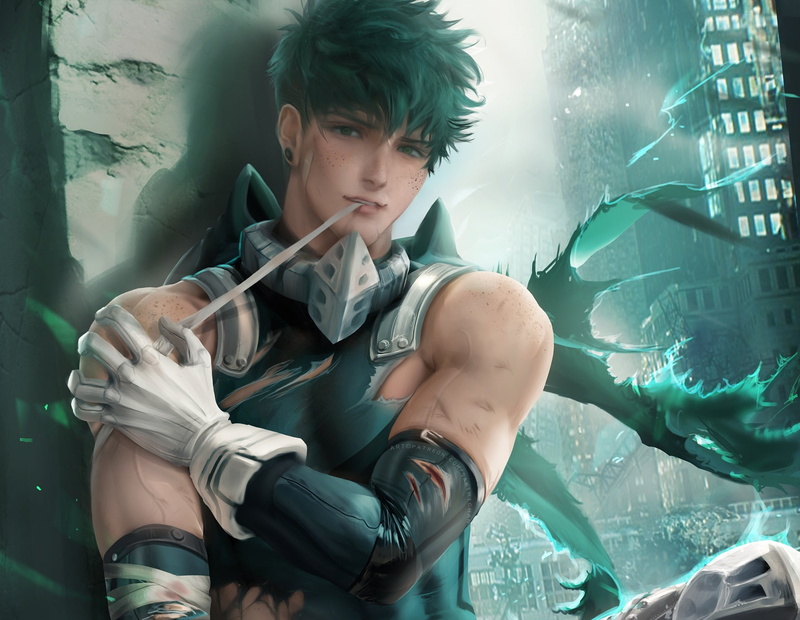 Boku No Hero Academy, 1080P, hero, Midori Isuku, My heroic academia, guy, Sakimichan