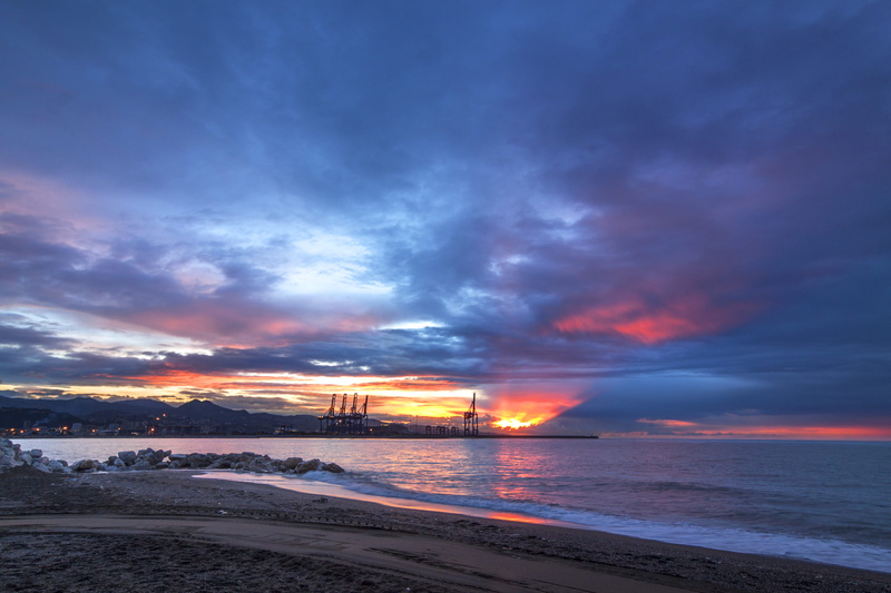 scenics - nature, no people, quino, beauty in nature, mar mediterráneo, sunset, horizon over water, cloud - sky, 4K, outdoors, quinoal, playa, málaga