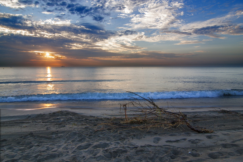 clouds, playa de la misericordia, waves, beauty in nature, horizon over water, levante, nature, sea, sunset, sunrise, no people, non-urban scene, 4K, sand