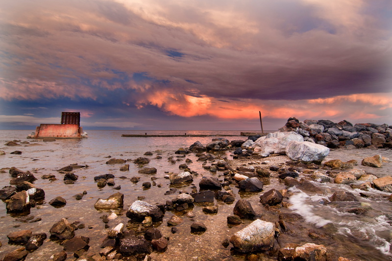 málaga, land, horizon over water, amanecer, beach, playa de la misericordia, sea, nubes, no people, sky, rock - object, horizon, rock, spain, 4K, quino