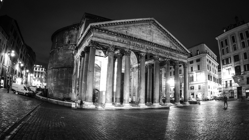 built structure, roman, roma, rome, street light, motor vehicle, outdoors, pantheon, historic, incidental people, travel destinations, tourism, city, travel