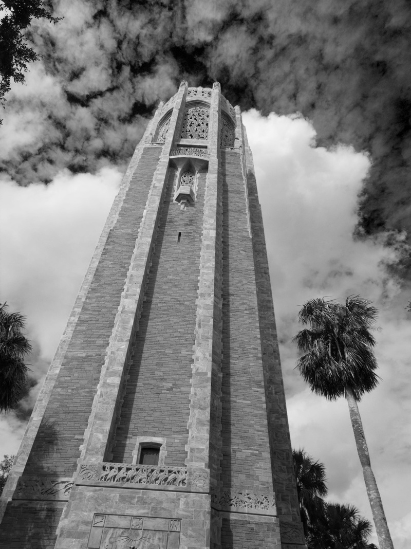 usa, beacon, black and white, steeple, nature, obelisk, building exterior, grayscrale, pillar, monument, tree, sky, cloud - sky, history, bok tower, no people