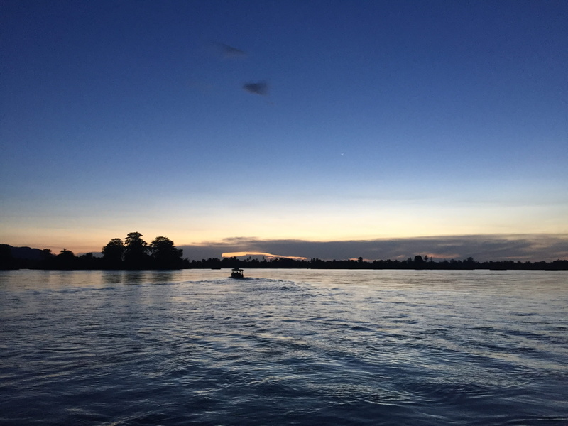 river, outdoors, waterfront, dusk, sunset, sky, tranquil scene, laos, nature, no people, si phan don, cloud - sky, lake, tranquility, idyllic, water, blue