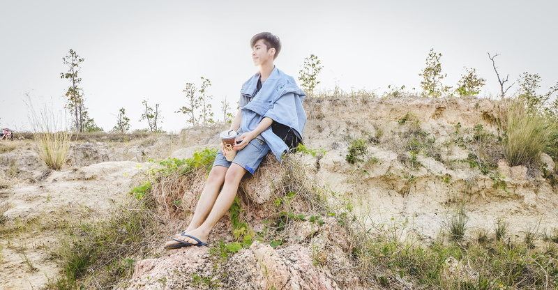 4K, grass, sky, lifestyles, hair, land, relaxation, thailand, adult, women, young adult, contemplation, day, sitting, landscape, ubon ratchathani, plant
