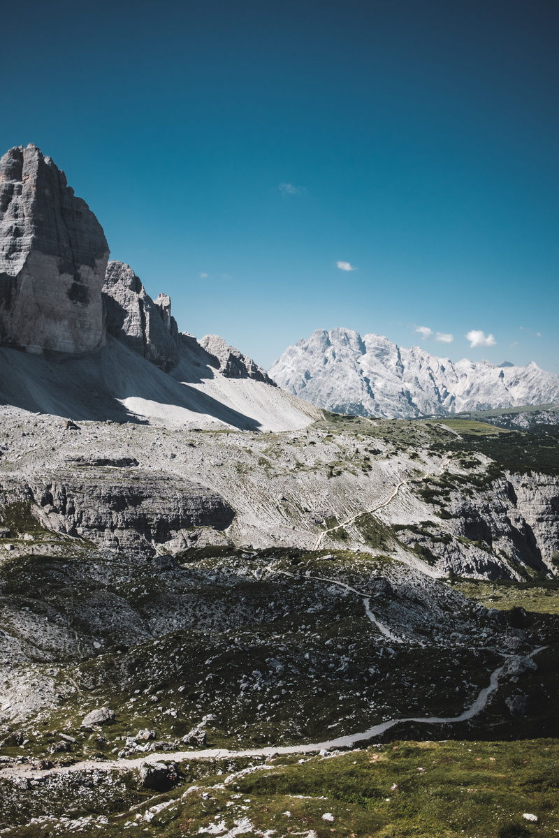 tranquility, hiking, tre chime di lavaredo, cloud, three sister, 5K, rock - object, nature, filled, snowcapped mountain, tirol, alp, blue, rock, trail