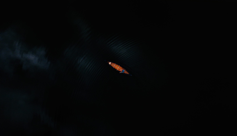 small, animal, scenics - nature, lake, kayak, blue, one animal, night, flying, pond, animals in the wild, drone view, black background, motion, boat, water