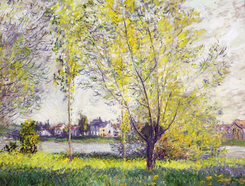 picture, Willow, landscape, nature, 1080P, Claude Monet