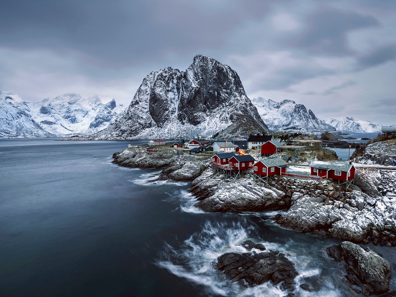 February, archipelago, transportation, winter, fylke Nordland, The Lofoten Islands, environment, travel destinations, Norwegische sea, snow, the municipality of Moskenes