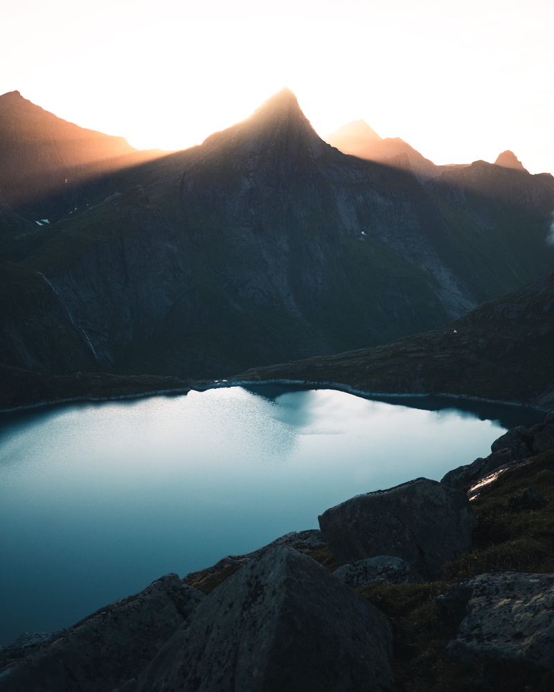 tourism, munkebu, sunset, sky, famous Place, extreme Terrain, sunshine, hiking, orange, dark, water, 4K, sunlight, rock - Object, majestic, ray, reflection