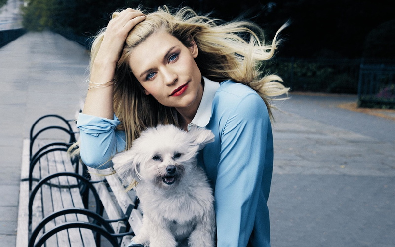 Blue Eyes, Blonde, Actresses, Claire Danes, American, Dog, Actress, 2K, Lipstick