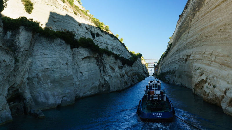 outdoors, nature, rocks, 2K, architecture, water, rock, clear sky, ship, sky, blue, canal, day, waterfront, travel, sea, cliff, nautical vessel, Greece