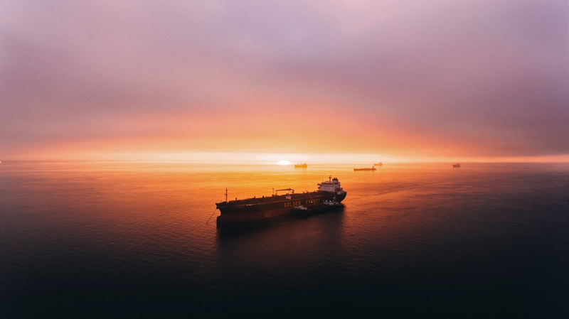 ship, 4K, San Francisco Bay, USA, tug boats, oil tanker, sunset, sea
