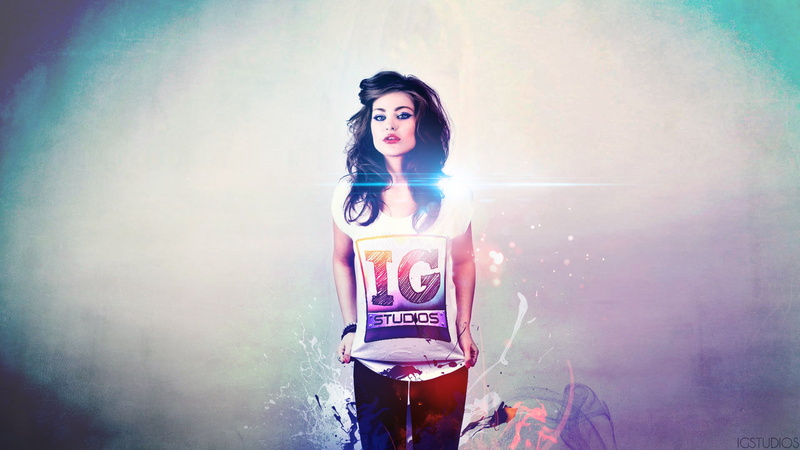 women, T-shirt, tugging clothes, curly hair, 1080P, dark hair