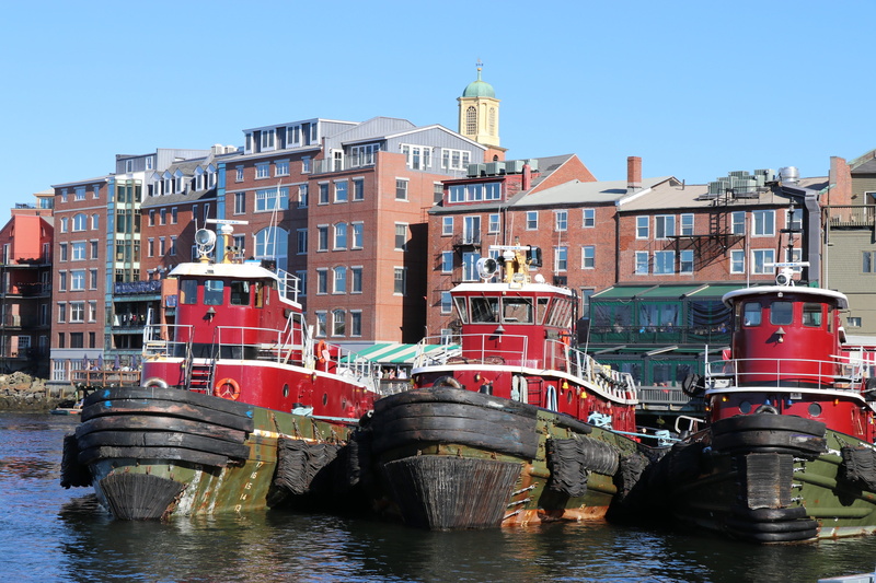 harbor, passenger craft, river, day, building, residential district, new hampshire coast, transportation, waterfront, tug boats portsmouth harbor, portsmouth nh