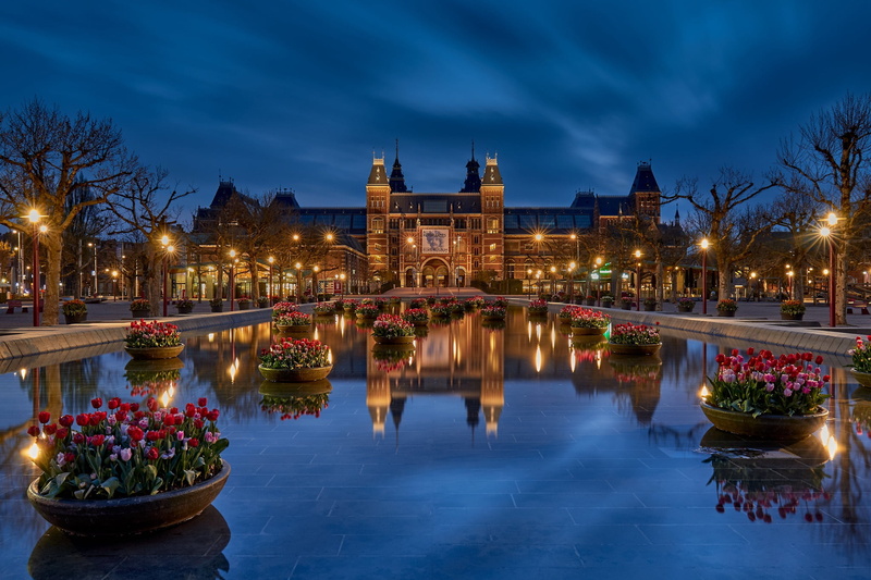 Netherlands, 1080P, The Rijksmuseum, blue hour, Holland