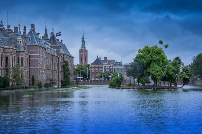 building, the hague, holland, building exterior, cloud - sky, history, outdoors, architecture, binnenhof, travel destinations, river, 5K, tree, spire