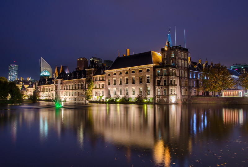 river, history, architecture, The Hague, 4K, the past, near, dutch, night, ministry, old, medieval, hofvijver, nature, water, building, built structure