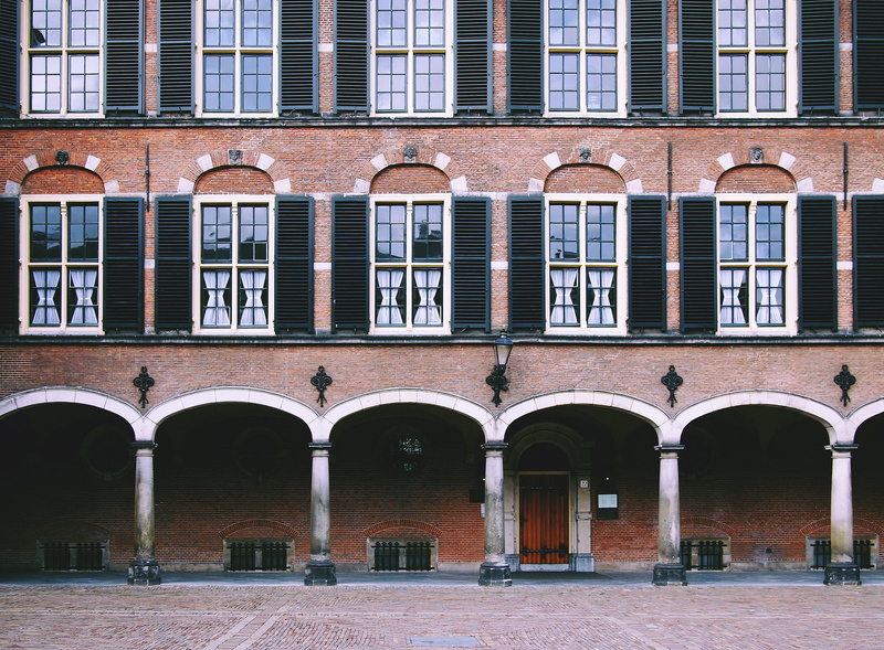 the past, street, pillar, the netherlands, repetition, palace, arched, window, side by side, communication, structure, in a row, arcade, dutch parliament
