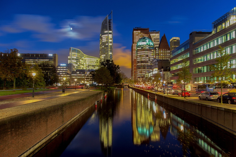 lights, Netherlands, channel, The Hague, 4K, promenade, the evening