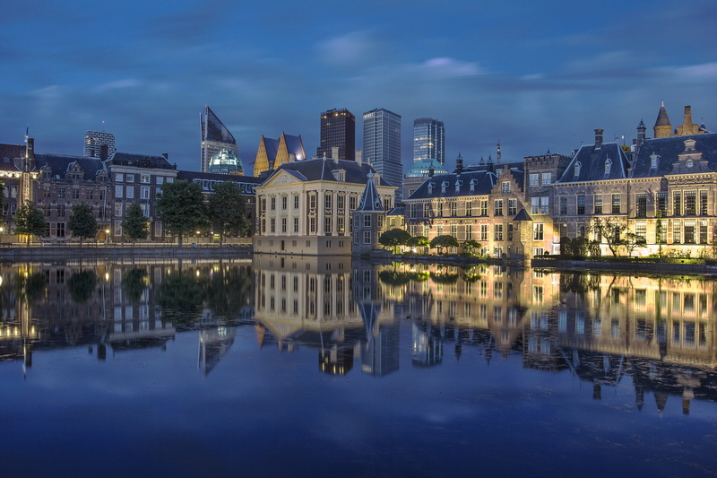 night, The Mauritshuis, reflection, The Hague, mirror, lights, Netherlands, 1080P