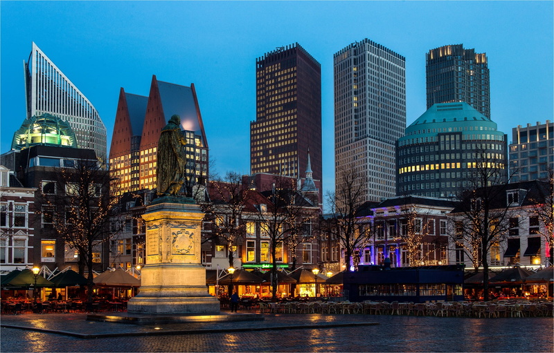 lights, 1080P, The Hague, Holland, the evening, Netherlands