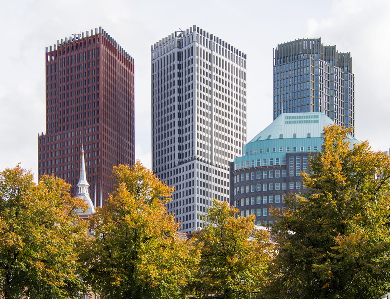 tower, architecture, den haag hs, city, office, built structure, no people, netherlands, gebouwen, plant, autumn, den haag, building, 4K, nature, office building exterior