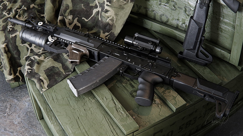 1080P, Camouflage, AK-12, AK-12 design Zlobina, Box, Grenade launcher