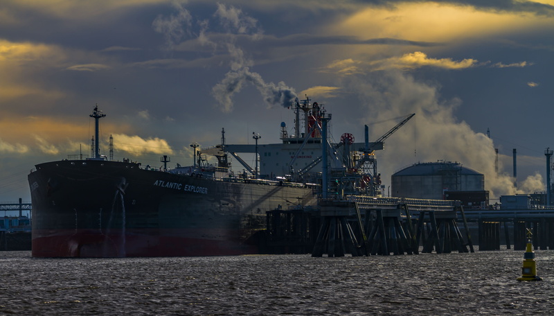 transportation, outdoors, maritime, air pollution, industrial district, smoke - physical structure, freight transportation, building exterior, ocean, vessel