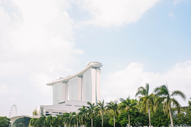 tall - high, singapore, architecture, building exterior, low angle view, tourism, forest, no people, sky, cloud - sky, office building exterior, outdoors