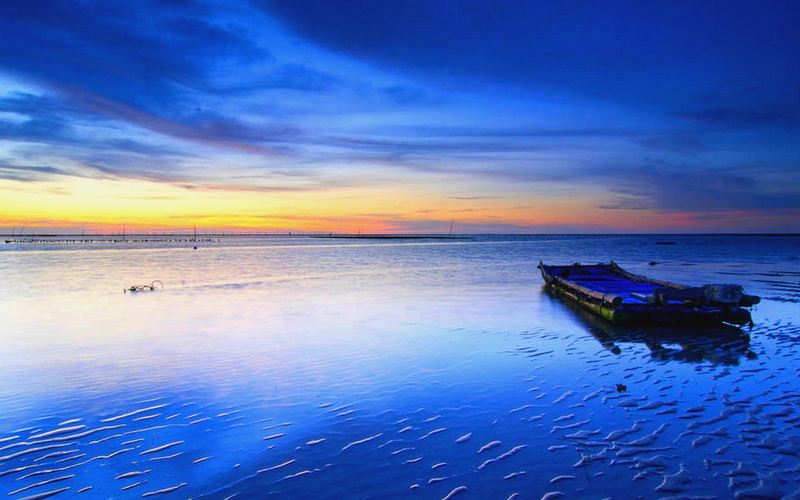 raft, sunset, 1080P, beach, boats