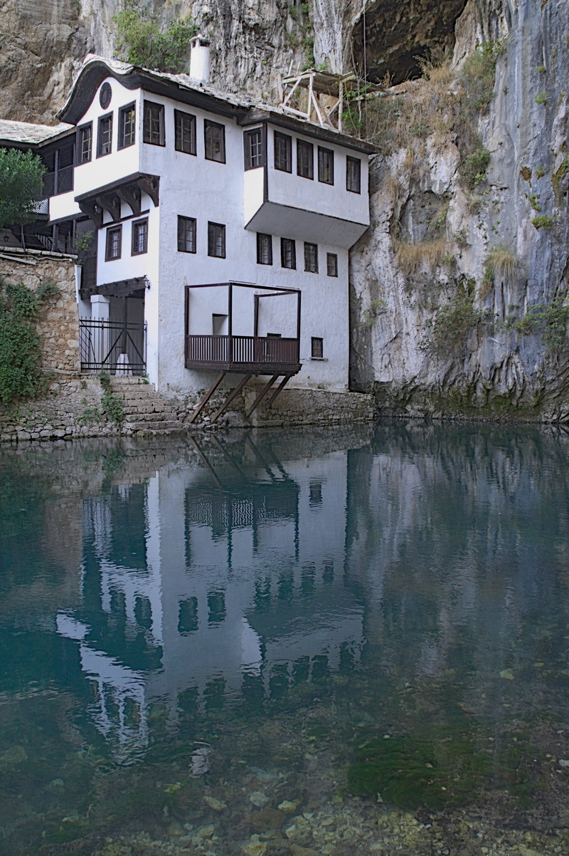 herzegovina, source, wall, house, bosnia and herzegovina, architecture, nature, no people, buna source, dervish convent, river, waterfront, tree, built structure
