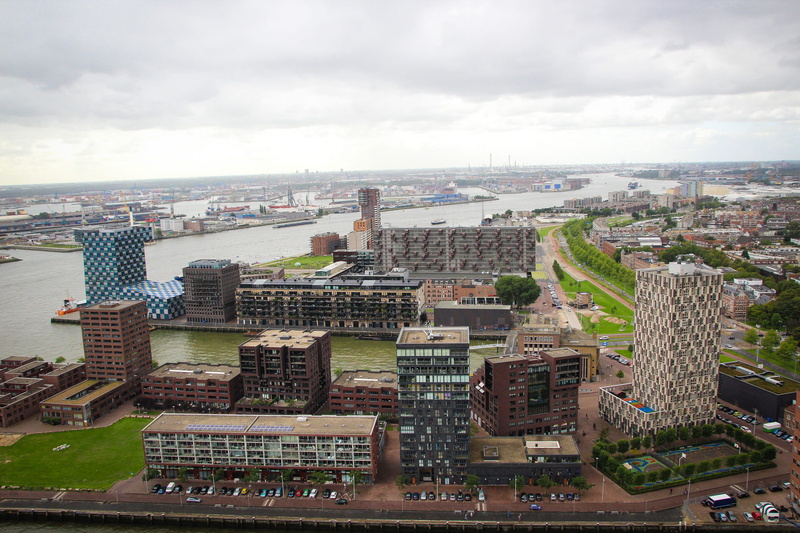 building, road, office building exterior, rotterdam, aerial view, residential district, nature, netherlands, transportation, day, outdoors, skyscraper
