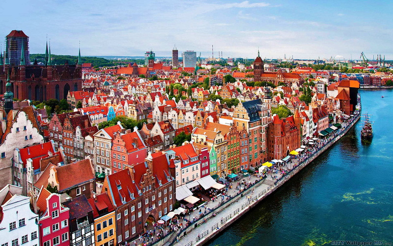 outdoors, transportation, nature, residential district, gdansk, polonia, building, sky, high angle view, canal, cityscape, building exterior, city, day