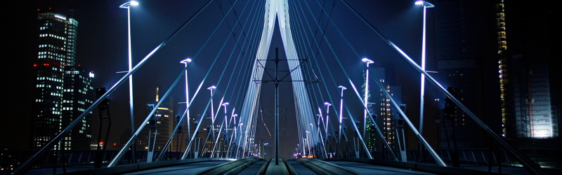 netherlands, rotterdam, 4K, erasmusbrug, holland, lights, bridges, night