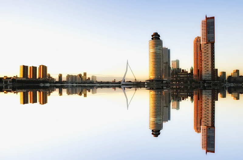 bridge, water, urban Scene, skyscrapers, body, near, mood, no people, outdoors, view, landscape, waterfront, grey, financial district, daytime, office building exterior
