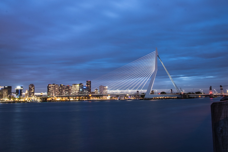erasmus, modern, building exterior, cloud - sky, waterfront, europe, river, illuminated, city, 4K, water, metropolis, reflection, outdoors, holland, architecture