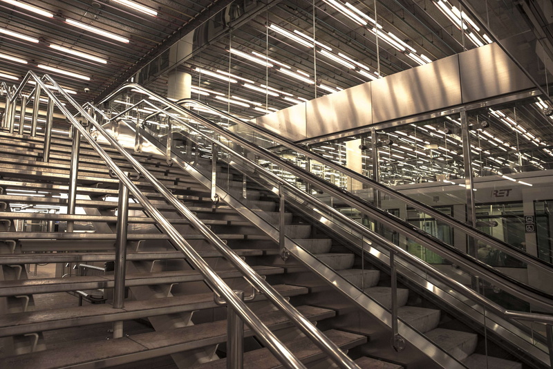 connection, convenience, staircase, illuminated, station, production line, lighting equipment, duo tone, transportation, railroad station, technology, indoors
