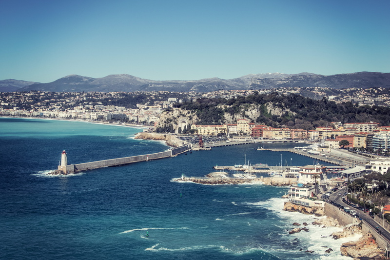 sailboat, meer, nice, no people, frankreich, nautical vessel, mode of transportation, travel, clear sky, waterfront, architecture, outdoors, strand, cityscape