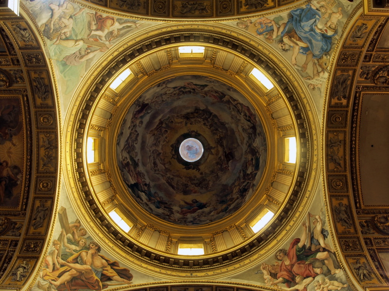 no people, directly below, travel destinations, religious, sant andrea della valle, ornate, painting, religion, history, italy, rome, decor, low angle view