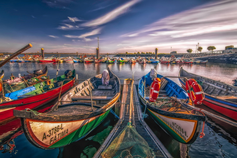 1080P, Portugal, river, Aveiro, boats