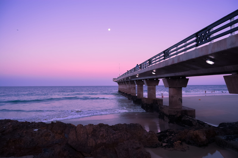 sunset, south africa, purple, water, beauty in nature, bridge, pier, moon, outdoors, scenics - nature, land, sky, built structure, architecture, hobie beach apartments