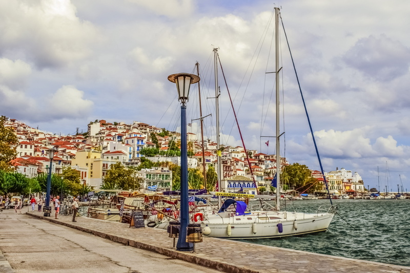 clouds, port, sky, nature, residential district, cloud - sky, mode of transportation, town, nautical vessel, sailboat, city, outdoors, landscape, no people