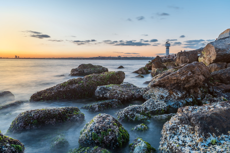 oceanside, seashore, rocky shore, cloud - sky, rocks, rocky, ocean, oceanshore, dawn, nature, photo, sunset, clouds, sky, tranquility