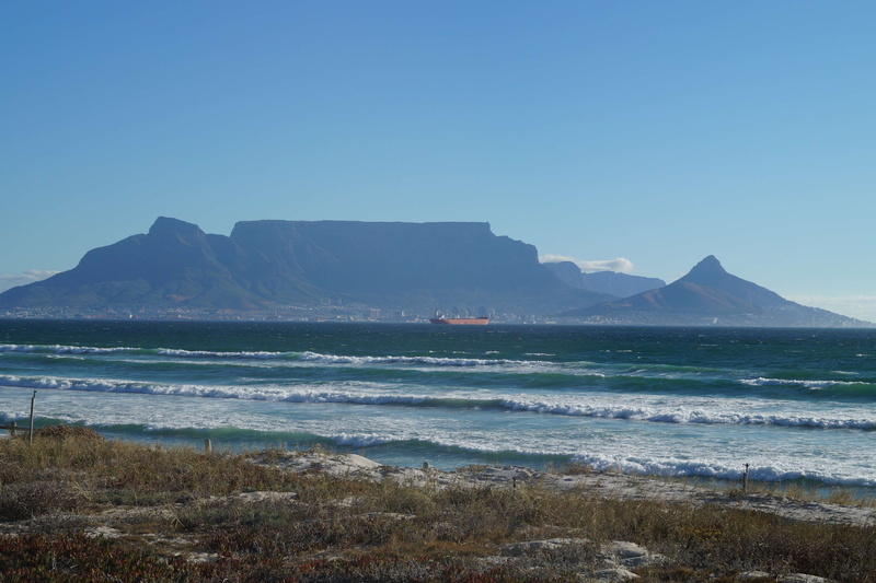 blue, day, 4K, nature, mountain, tranquil scene, land, no people, beauty in nature, cape town, non-urban scene, tranquility, ocean, ship, landscape, scenics - nature