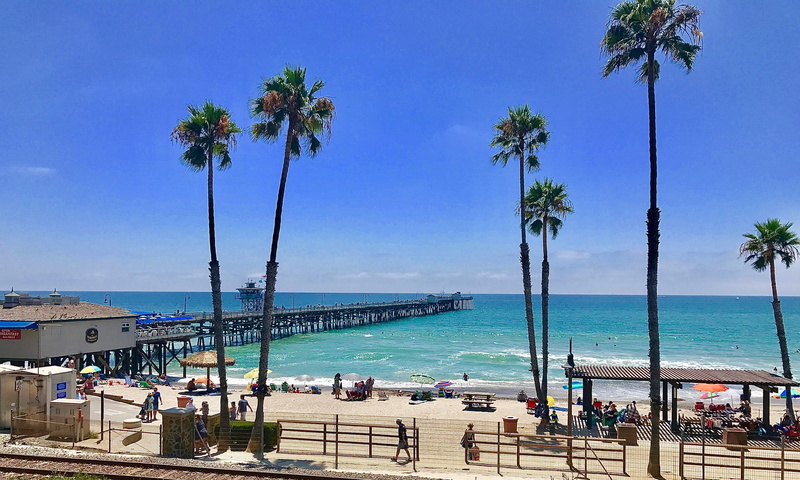 san clemente pier, travel destinations, land, beach, vacation, outside, 4K, trip, plant, united states, tropical climate, coconut palm tree, pier, palm
