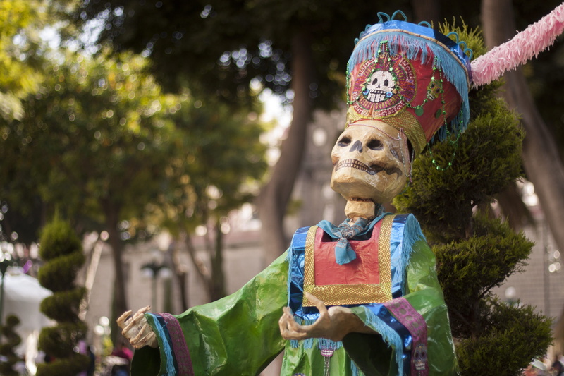 offspring, celebration, nature, statue, art and craft, near, emotion, day of the death, colours, day, cap, dia de los muertos, bush, outdoors, childhood