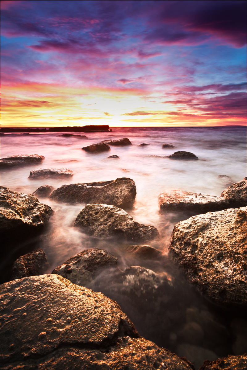 sky, beauty In Nature, dawn, rocks, 4K, Sigma, coastline, natural, seascape, blue sky, scenics, water, dusk, outdoors, blue, brown, rock - Object, beach